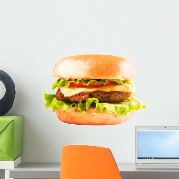 Burger White Wall Mural by Wallmonkeys Peel and Stick Graphic (18 in W x 15 in H) WM3399