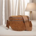 thumbnail image 3 of HUISZJ Faux Suede Chest Bag, Brown Crossbody Sling Bag with Removable Wallet, Trendy Fanny Pack for Women Work Travel, 3 of 7