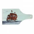 thumbnail image 1 of Sketchy Cutting Board, Sailing Ship Floating on the Sea Drawing Style Nautical Maritime Theme, Tempered Glass Cutting and Serving Board, Wine Bottle Shape, Dark Purple Ruby Black, by Ambesonne, 1 of 1
