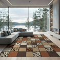 thumbnail image 2 of ODIKA 8'x10' Washable Area Rug Non-Slip Chair-Friendly Mat Mosaic Tonal Patchwork Blocks Brindle Bold Cow Print Spotted Playful Expressive for Dining Room, Large Office, Lounge, 2 of 7