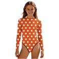 thumbnail image 1 of Swimsuit for Girls, Long Sleeve One Piece Rashguard, Solid Color Beach Vacation Swimsuit for Kids 2-13 Years, 1 of 7