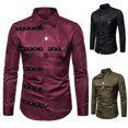 thumbnail image 2 of Foreign Trade Summer New European Style Men's Rivet Long-Sleeved Shirt Costume Men's Slim Fit British Style European Size Shirt, 2 of 3