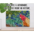 thumbnail image 2 of Metal Sign - Irises Painting - Interrupted by Rooster - Durable Metal Sign - Use Indoor/Outdoor - Funny and Artsy Chicken Farm and Coop Decor and Gift (12" x 18"), 2 of 5