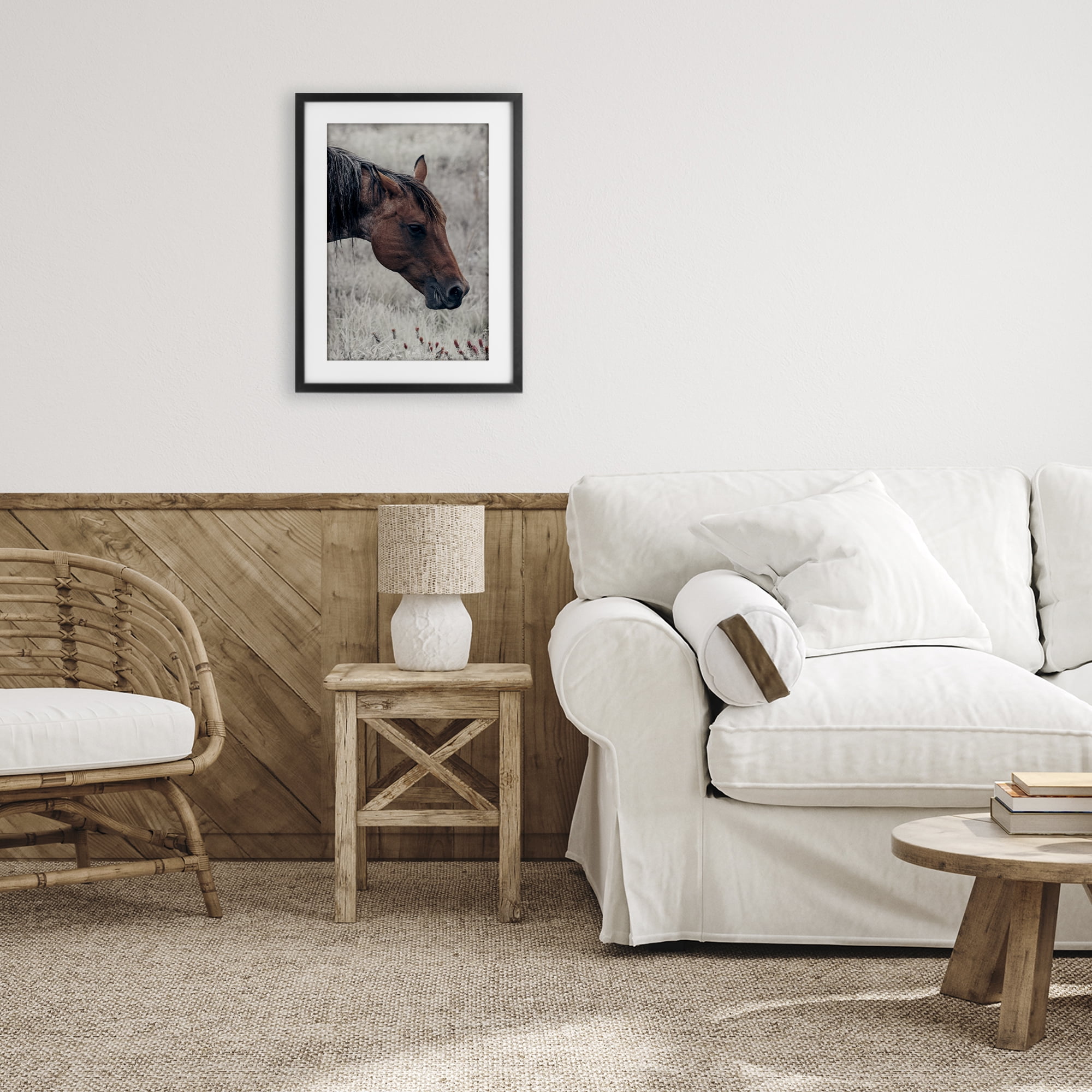 Stupell Industries Mother Horse Grazing in Meadow Black Framed Print Under Glass, design by Nathan Larson