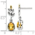 thumbnail image 4 of 14K/Silver Two-Tone Sterling Silver With 14K Leaf 1.26Ci Citrine Dangle Post Earrings (22.27 X 6.75) Made In Thailand qtc1767, 4 of 5