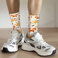 thumbnail image 5 of Goofa Flower Fox Printed Men's Crew Socks, Soft Durable Breathable Moisture-Wicking with Odor Control Cotton socks, 5 of 9