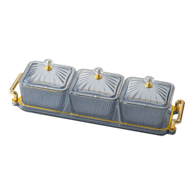 Platos divididos para servir aperitivos de frutos secos, caja de almacenamiento de alimentos, contenedor para frutos secos Dorado gris