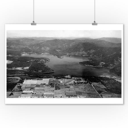 Lake Wall Decor Idaho - Hayden Lake Aerial - Vintage Photograph (9x12 Art Print, Wall Decor Travel Poster) ()