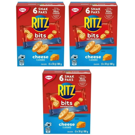 Ritz Bits Cheese Sandwich Cracker Snack Pack, 180g (3 Pack)