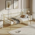 thumbnail image 6 of Metal Daybed Twin Size, with Stylish Headboard and Premium Steel Slat Support, Multifunctional Twin Daybed Bed Frame for Bedroom, Living Room, Guest Room, Gold, 6 of 8