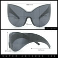 thumbnail image 5 of Oversized High Temple Wrap Around Shield Rimless Futurism Sunglasses Silver Mirror, 5 of 8