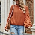 thumbnail image 4 of BONIXOOM Sweaters For Women Modern Fit Sweater Pullover Casual Crew Neck Sweaters For Women Clearance Orange L(US:8), 4 of 8