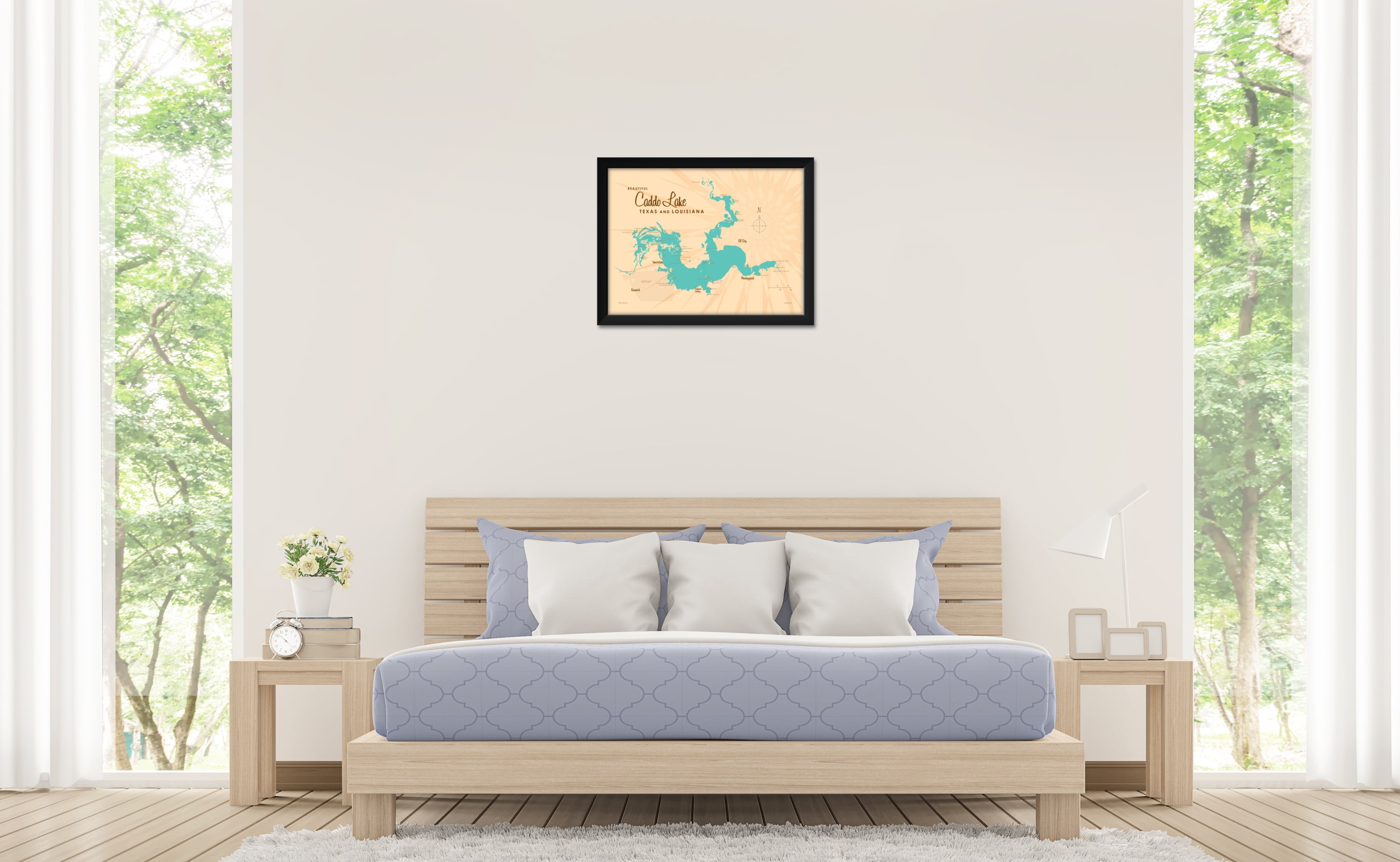 Caddo Lake Tx Louisiana Map Framed Art Print By Lakebound Print