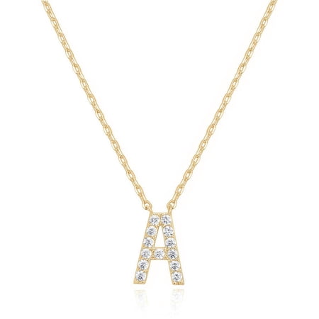 Bonjour Jewelers 14k Yellow Gold Created White Sapphire Initial A Letter Pendant Necklace Plated