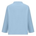thumbnail image 5 of GigrtiJin Women's Long Sleeve Collared T Shirt Solid Color Cotton Linen Comfy Blouses Fall Loose Trendy Casual Tops, 5 of 6