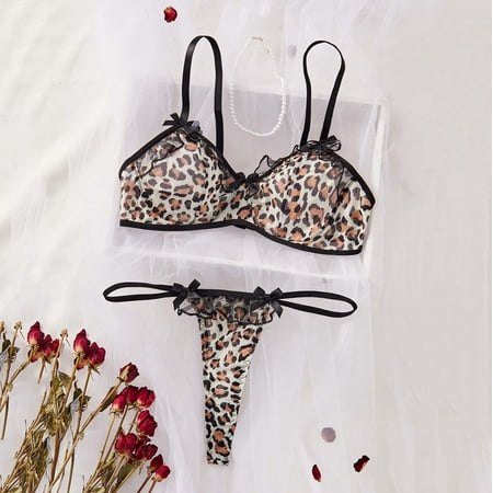 uublik Womens Comfy Lingerie Sets Valentine s Day 2 Piece Lace V Neck Bra and Panty Sets Multicolor XL