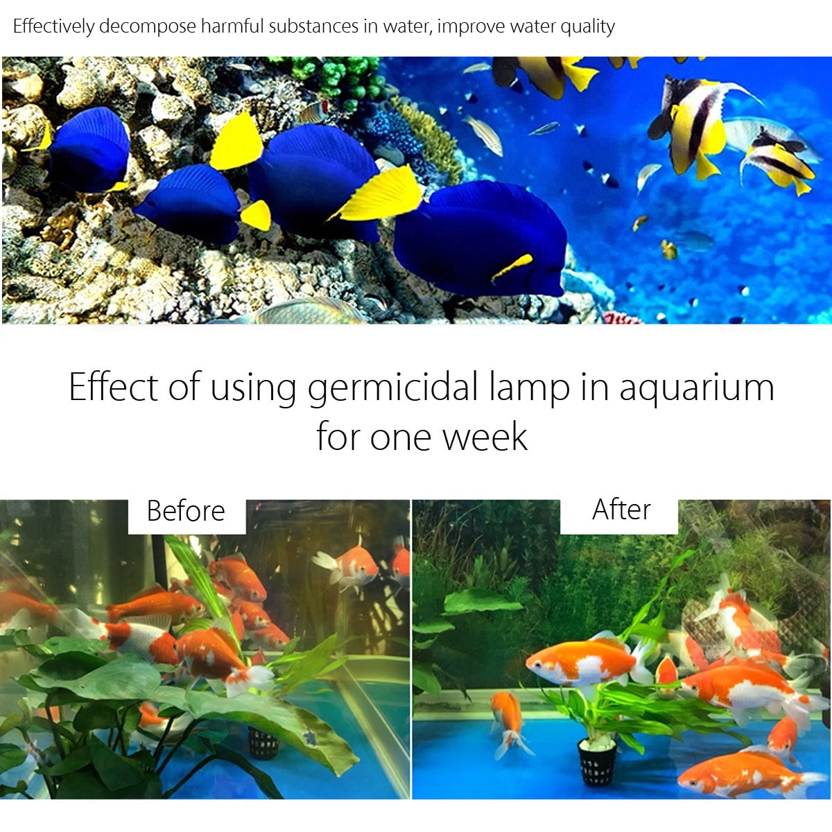 5/7/9/11W Disinfect Aquarium Lamp Fish Tank Submersible UV Light