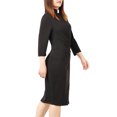 thumbnail image 6 of GRACEART Catholic Church Women Clergy Tab Collar Dress 3/4 Sleeve Ruched Elegant Business Pencil Sheath Dress, 6 of 8