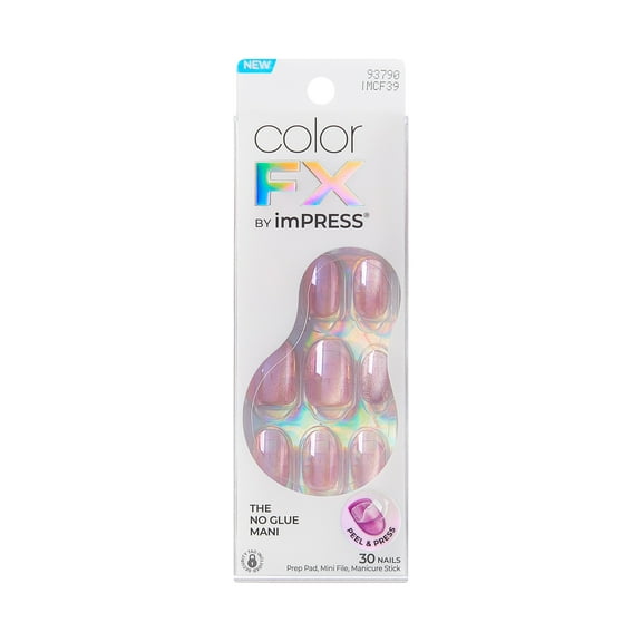 KISS colorFX by imPRESS Press On Nails , ‘Starry’, Pink, Short Oval, 30 Count