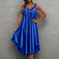 thumbnail image 3 of Silky Nightgowns For Women Sleeveless Midi Satin Night Gown Soft Ice Silk Nightdress Flowy Long Sleep Dress, 3 of 5