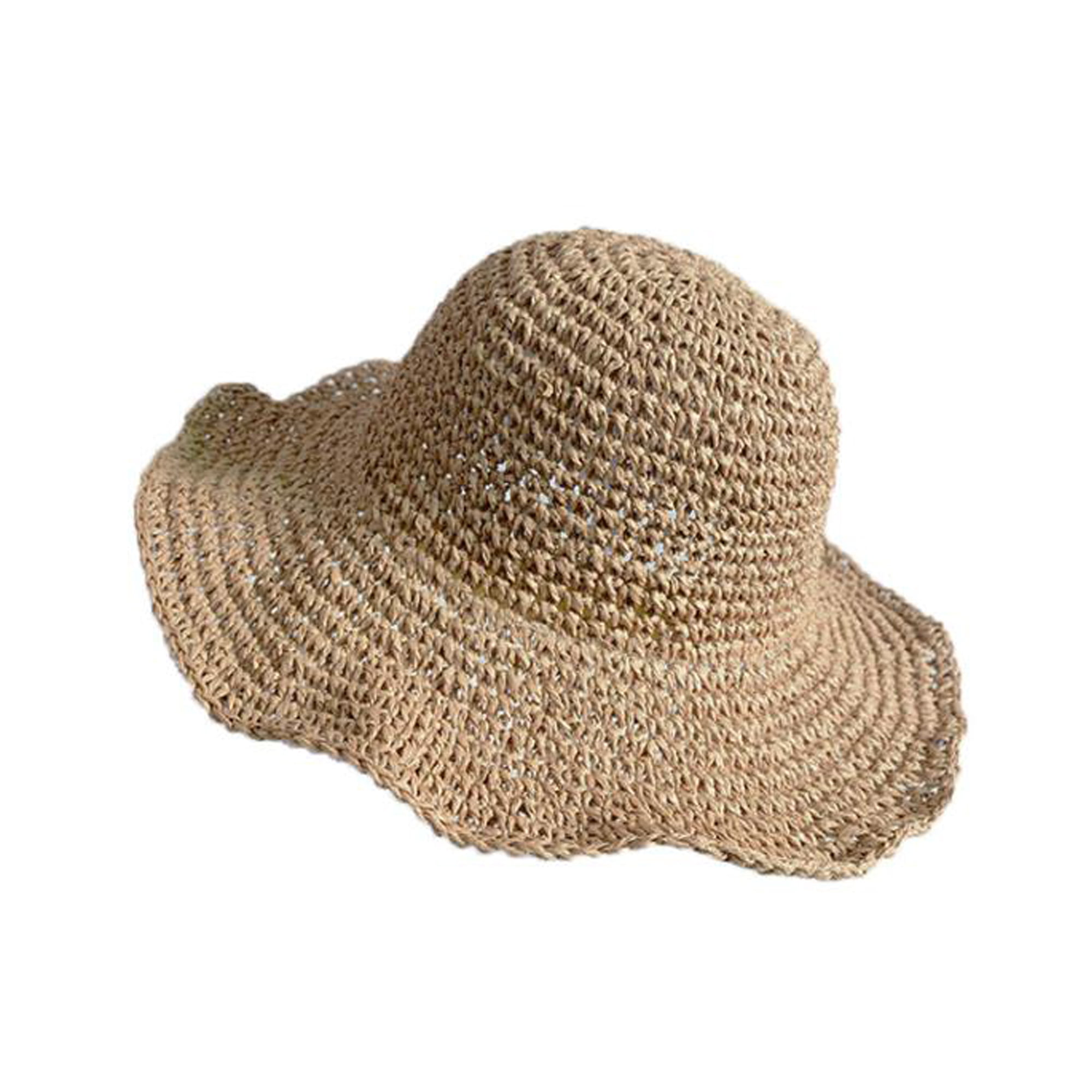 Women Striped Sun Hat Buttons Wide Brim Summer Hats for Women Foldable Beach Hat Panama 
