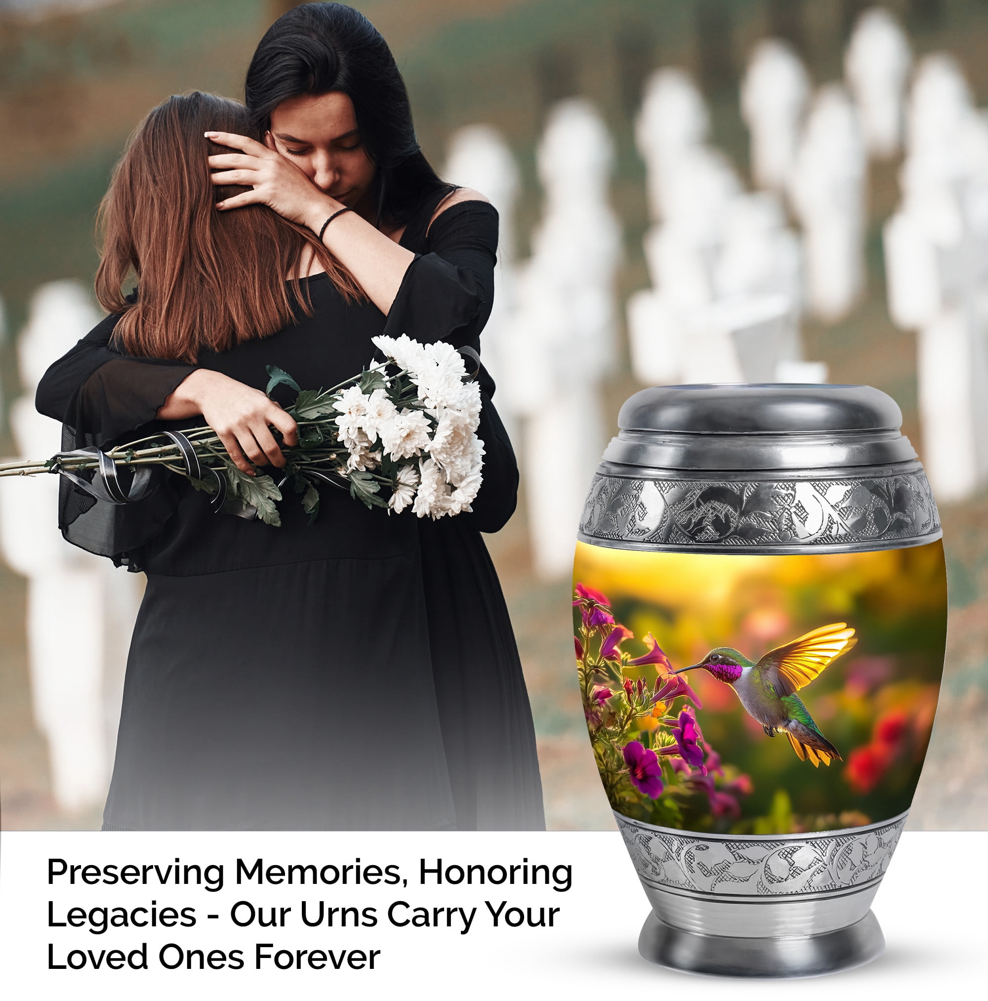 Yatskia Humming Bird Urn For Ashes Adult Male & Female, Large Urns For Human Ashes Mom & Dad, (Monar Large, 10 Inch)