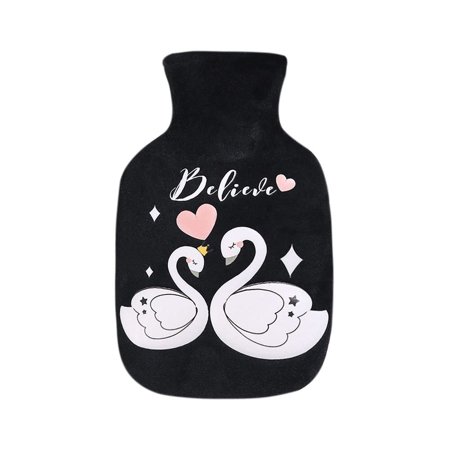 Explosion-proof Warmer Filled Gifts Winter Accessories Warm Belly Treasure Plush Covering Hand Feet Warmer Hot Water Bottle BLACK