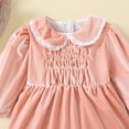 thumbnail image 2 of LYMAYTER Kids Girls Velvet Princess Dresses Infant Ruffle Long Sleeve Party Toddler Fall Winter Pleated Casual Dress 9 Months -6 Years, 2 of 9