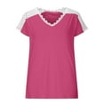 thumbnail image 6 of Elainilye Fashion Womens Casual Tops Summer V-neck Bow Short Sleeved T-Shirts Shirt Top Blouse,Pink, 6 of 7