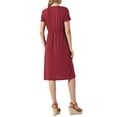 thumbnail image 3 of INSPIRE CHIC Crew Neck Dress for Women's Short Sleeve Casual Wedding Midi Dresses S Burgundy, 3 of 6