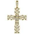 thumbnail image 3 of 10K Yellow Gold Round Diamond Fancy Cuban Link Cross Pendant 2" Charm 1.38 CT., 3 of 6