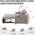 thumbnail image 3 of Harper & Bright Designs Pull Out Sofa Bed with Adjustable Backrest, 2 Seat Loveseat Chaise Lounge with USB Ports, Side Pockets, Cup Holders and 360°Swivel Phone Holder for Living Room, Light Grey, 3 of 18
