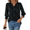 thumbnail image 2 of Fantaslook 3/4 Sleeve Womens Tops Dressy Casual Blouses V Neck Work Shirts Trendy Tops with Smocked Cuffs, 2 of 7