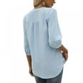 thumbnail image 2 of LAST CLANCE SALE! Women's Lapel Button Down Shirts for Work Office Business Casual Chiffon Blouse Tops, Blue, M, 2 of 12