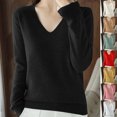 thumbnail image 2 of Gnshining Knit Sweaters for Women Long Sleeve V Neck Tunic Pullovers Fall Fashion Casual Warm Solid Color Everyday Tops, 2 of 7