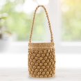 thumbnail image 3 of Summer Bucket Shoulder Bag Women Drawstring Woven Handbag (Light Brown), 3 of 8