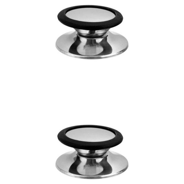 Moyic Reemplazo de la perilla de la tapa de la olla de acero inoxidable Universal, tapa de la sartén de la cocina del hogar, mango, negro grande 2Conjunto