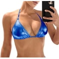 thumbnail image 1 of JuicyRose Women's Metallic Bikini Top - Halter Shiny Triangle Bralette Rave Tops Tie Side Swimsuit Bra, 1 of 6