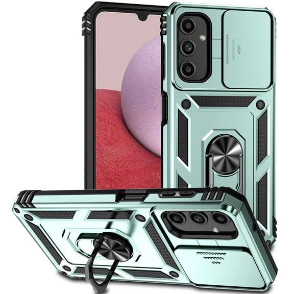 Case for Samsung Galaxy S25 FE with Camera Lens Sliding Cover & Ring Stand & Support Magnetic Car Mount, Military Grade Shockproof Heavy Duty Protective Case for Galaxy S25 FE, Green