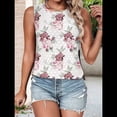 thumbnail image 4 of Camisas Casuales de Verano para Mujer, con Cuello Redondo y Mangas , Blancas con Flores Rojas, Talla XL, 4 of 7
