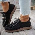 thumbnail image 5 of Rokment Womens Vintage Boho Beach Walking Shoes Wide Width Comfortable Beads Casual Suede Arch Support Mary Jane Cork Footbed Platform Oxfords Dress Fashion Sneakers Black Size 6, 5 of 8