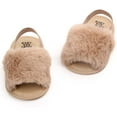 thumbnail image 2 of 2 Pack Infant Baby Girls Sandals Elastic Back Strap Flats Slippers Soft Toddles Princess Shoes Faux Fur Slides Shoes First Walker House Shoes, 2 of 7