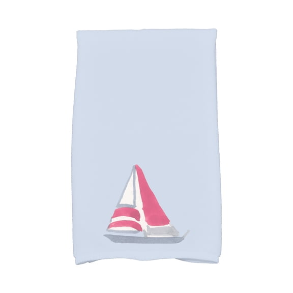 Simply Daisy, 16 x 25 Inch, Sail Away, Geometric Print Kitchen Towel, Blue