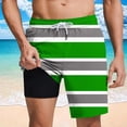 thumbnail image 2 of ZCFZJW Mens Swim Trunk with Compression Liner Casual Striped Color Block Printed Drawstring Swim Shorts Stretch Quick Dry Bathing Suits with Pockets Swimwear Green XXXL, 2 of 6