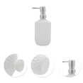 thumbnail image 5 of Unique Bargains 1 Pc Round Bottom Bamboo Grain Soap Dispenser 13.53oz White Silver Tone, 5 of 6