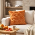 thumbnail image 4 of Decorative Pillow, Halloween Throw Pillow, Fall Pillow Cover, Pumpkin Pillow, 18X18 Inch Ginger Yellow Plush Throw Pillow Case, Pumpkin Maple Leaf Embossed Pattern, No Filling,, 4 of 6