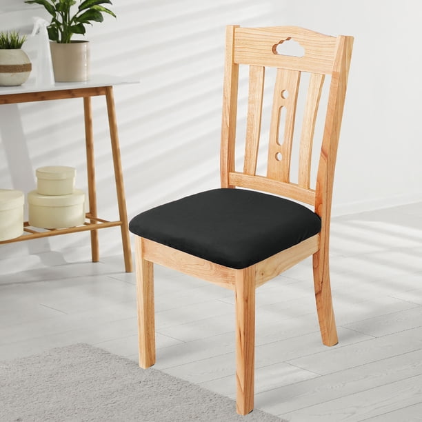 Funda elástica y estirable para sillas de comedor de terciopelo REGALWOVEN de 6 piezas, 18"x18" negra