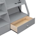 thumbnail image 6 of Harper & Bright Designs Full Over Full Floor Bunk Bed with Drawers & LED Lights, Solid Wood Full Size Bunk Bed Frame with Storage Shelves Bookcase and Charging Station for Bedroom Dormitory, Gray, 6 of 20