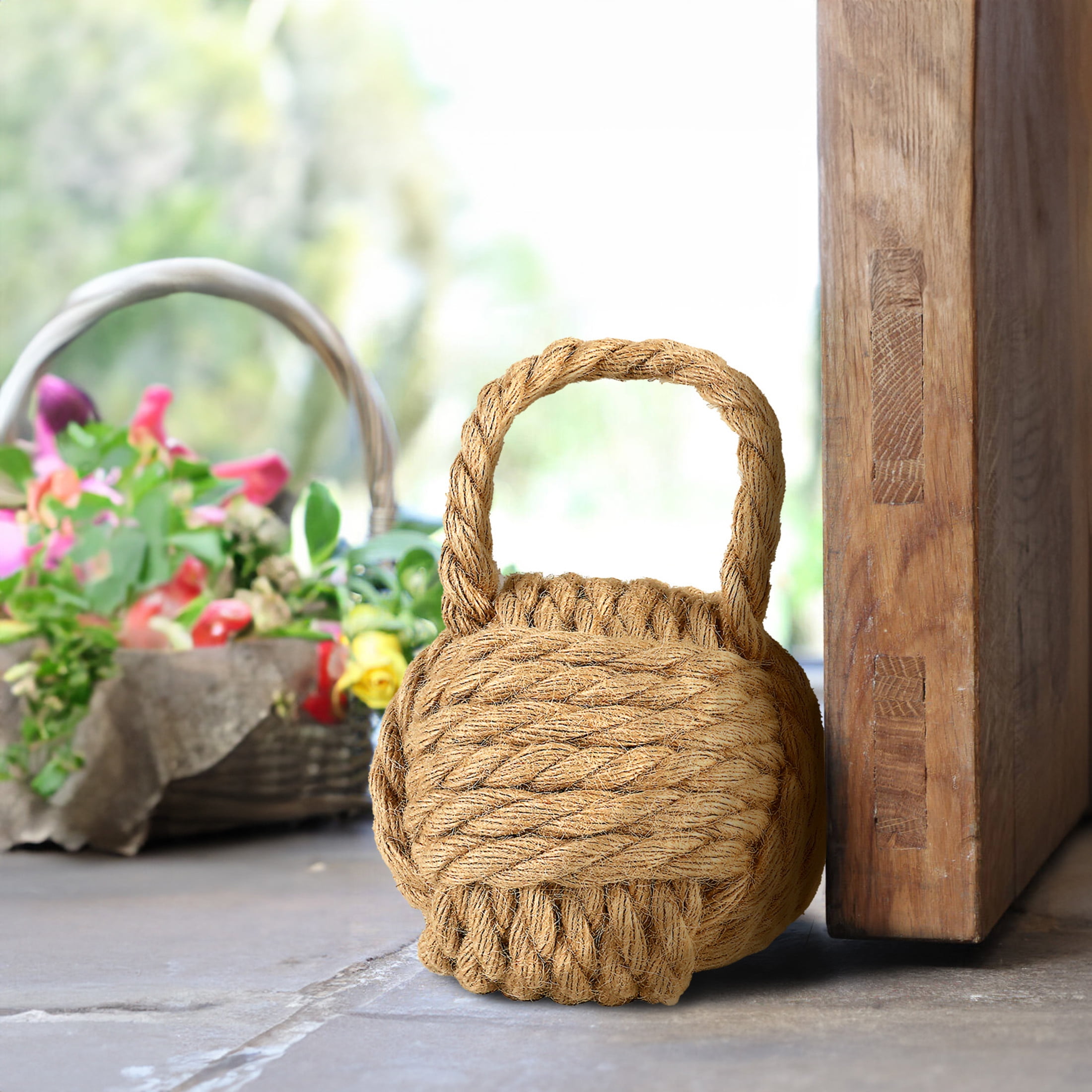 Creative Co-Op Nautical Rope Knot Decorative Cotton Door Stop, Natural