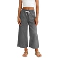 thumbnail image 2 of HVOBTTY Toddler Summers Wide Leg Trousers Solid Color Linen 3/4 Length Casual Long Pants for Girls Dark Gray, 6-7 Years, 2 of 5